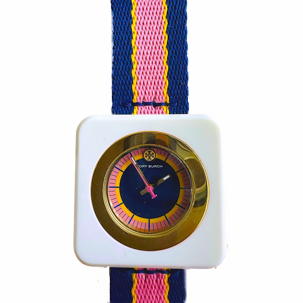 (SOLD) Tory Burch Women’s The Izzie Watch, 36mm, Navy/Gold/Ivory, O/S